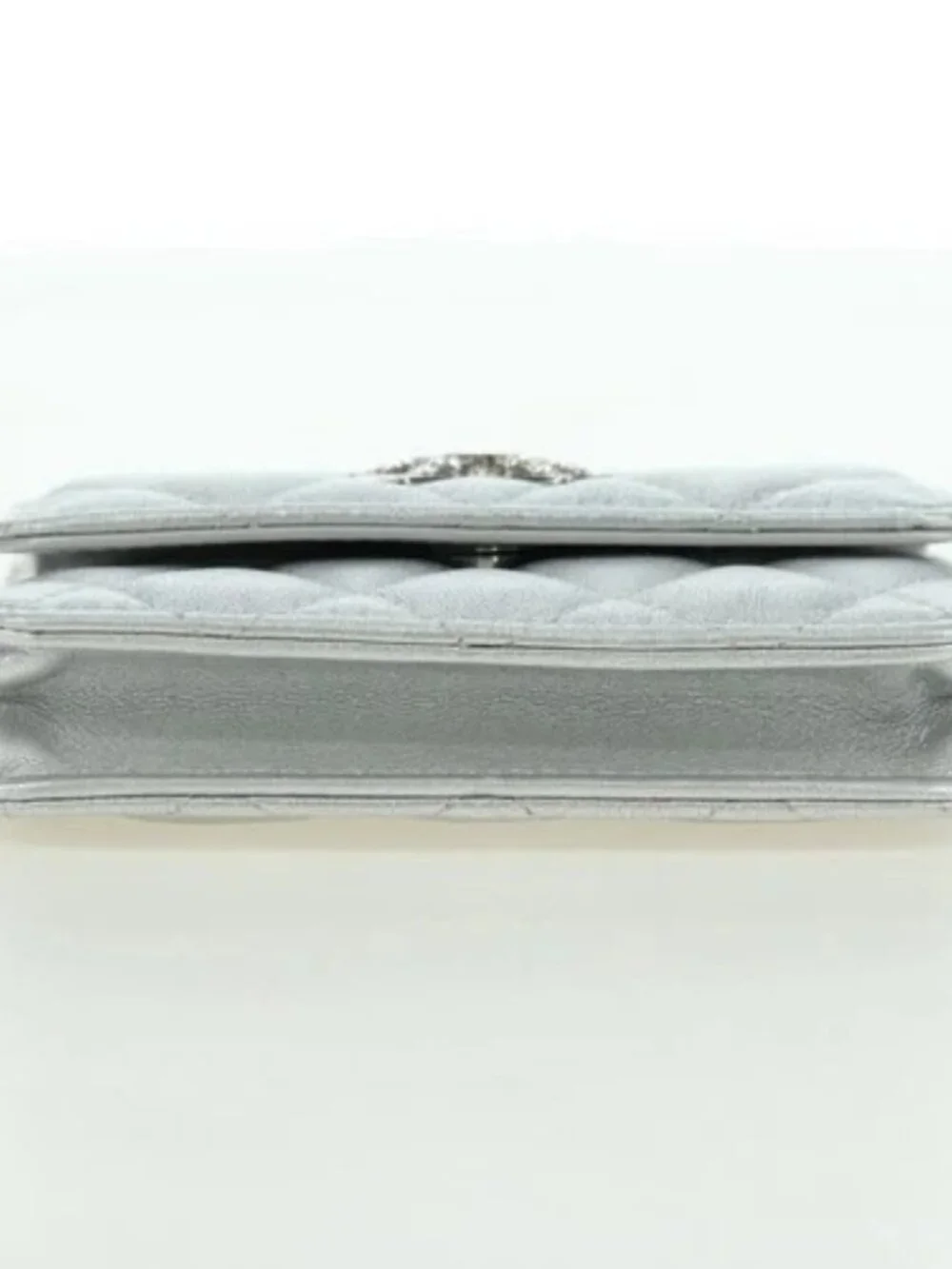 CHANEL Chain Shoulder Bag Leather Silver CC Auth 170531SAM